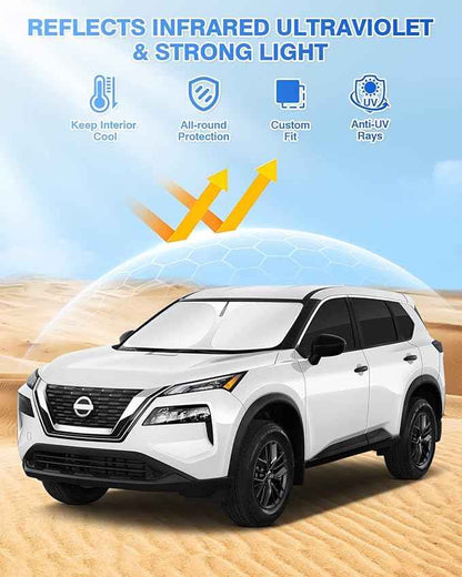 Sunshades for 2021-2025 2026 Nissan Rogue (NOT for Nissan Rogue Sport) Accessories Windshield Sunshade Side Rear Windows Sun Visor Privacy Protection Keep Vehicle Cool Black 8PCS
