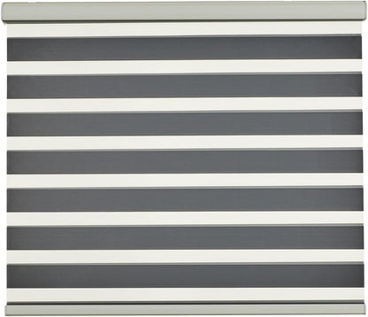 Persilux Cordless Zebra Blinds for Indoor Windows, Free-Stop Cordless, Light Filtering Sheer Shades Dual Layer for Day and Night, Roller Shades for Home (34.25" W X 64" H, Grey)