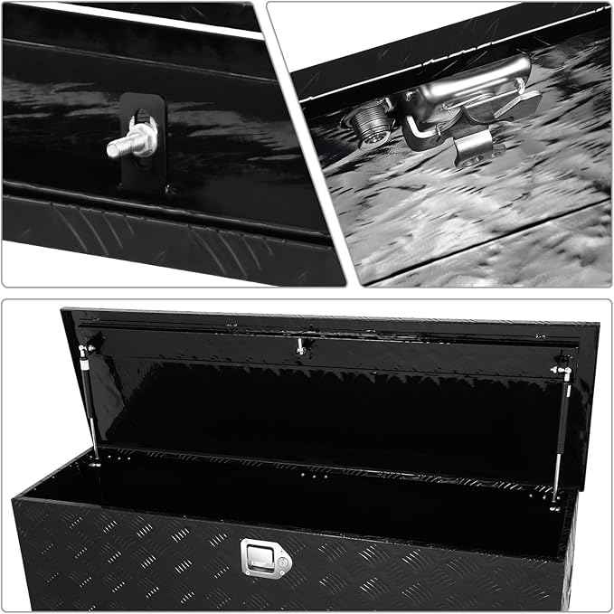 DNA MOTORING Truck Tool Box Lockable Storage Box, Truck Bed Tool Box Truck Bed Organizer Aluminum Truck Tool Boxes for Bed of Truck, w/Lock & Keys, 47"L X 15" W X 15" H Black, TBOX-T5-001-BK