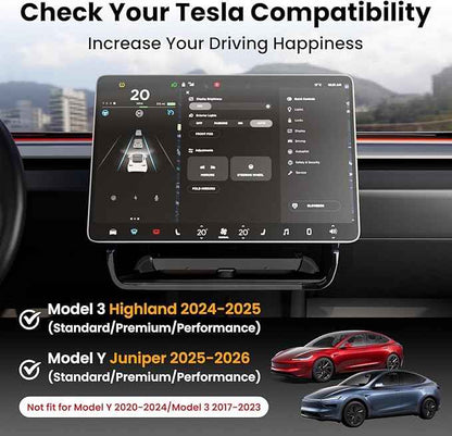 Model Y Juniper Under Screen Storage Organizer 2025-2026/Model 3 Highland 2024-2026, Center Console Organizer Tray Tissue Holder for Tesla Model Y Juniper Accessories, Black