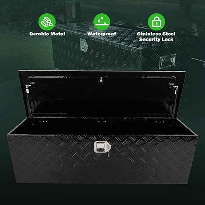 SCITOO 49 Inch Aluminum Truck Bed Tool Box,Heavy Duty Diamond Plate Crossover Storage for Most Full Size Pickups,Lockable Weatherproof Chest,Fits 49" Truck Beds,Easy Access to Load and Unload