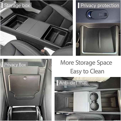 Storage Box Compatible For Tesla Model Y Juniper Accessories Center Console Trays Compatible For Tesla Model Y Juniper 2025-2026 Webcam Cover(Armtest hidden box)