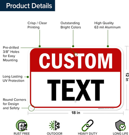 Custom Sign, Custom Sign for Business, Indoor/Outdoor use. 12x18 Inches, Rust Free .063 Aluminum, Fade Resistant, Made in USA by My Sign Center (Header)