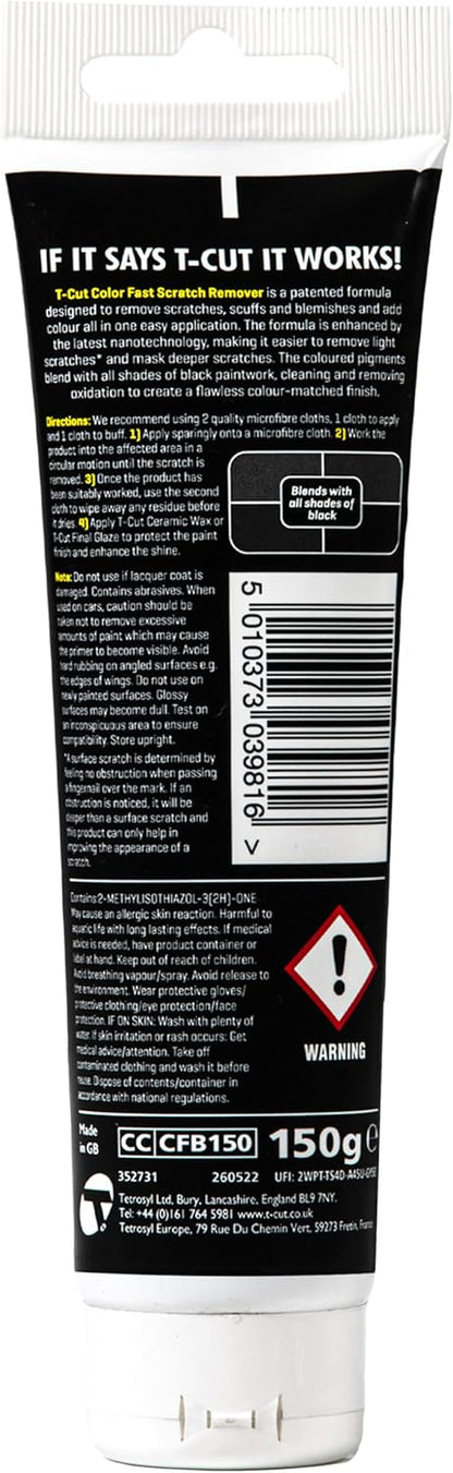 T-Cut Black Scratch Remover, Color Fast Car Wax Polish Color Enhancer, 5.3 Oz