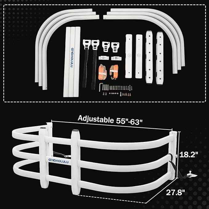 Truck Bed Extender—55"-63" Adjustable Length, Aluminum Retractable Tailgate Extender, Bed Extenders for Trucks Fits for Ford F150, Titan Pickup Truck, Silverado, GMC Sierra, Tundra, Ram 1500/2500/3500