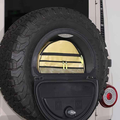 Spare Tire Storage Bag Compatible with INEOS Grenadier 2020-2025 Spare Tire Storage Slot Interior Organizer Bag Multi-Function Off-Road Outdoor Camping Cargo Storage Bag (Beige)