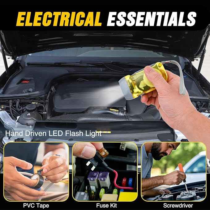 Nilight Car Emergency Kit with Jumper Cable Air Compressor Tire Repair Essential Tools First Aid Alligator Connector Electrical Kit for Travel Camping Outdoor Cars Truck SUV RV