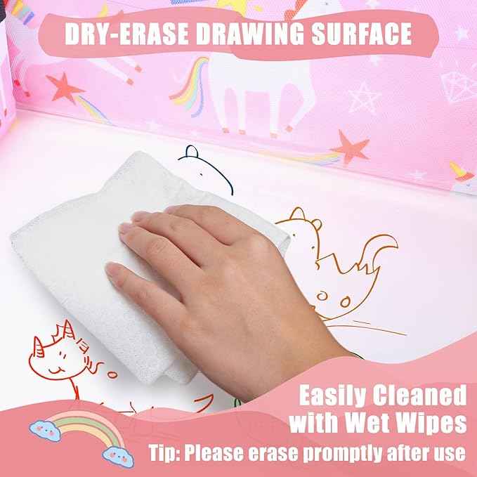 Upgraded Kids Travel Tray for Car Seat - Travel Tray for Airplane, Toddler Lap Tray, Carseat Lap Desk for Kids Road Trip Activities, Pink Unicorn - 2 PCS