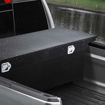 VEVOR Crossover Truck Tool Box, 71x27x18 In, Heavy Duty Aluminum Toolbox with Diamond Texture, Pick Up Truck Bed RV Trailer Toolbox, Waterproof Storage Organizer with Lock, Keys, Side Handles, Black