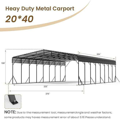 COSIEST 20'x40' Carport with Galvanized Steel Roof, Heavy Duty Metal Carport Canopy, Outdoor Garage Car Shelter Shade for Car, Boats and Truck
