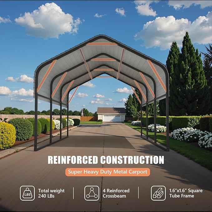 Carports Canopy Heavy Duty, Portable Garage with Sidewalls (10x16, Fully Enclosed)
