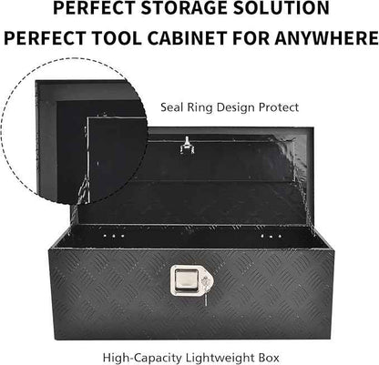 30 Inch Black Aluminum Tool Box 5 Bar Tread ToolBox for Truck Bed Car Outdoor Trailer Pickup Underbody RV ATV Storage Underbed Tools Organizer with Lock and Keys (30"X13"X10")