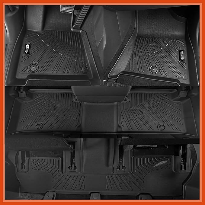 Custom Fit Floor Mats for 2011-2015 Dodge Durango 6-Seater 2nd Row Bucket Seats, All Weather TPE Floor Liners with Trunk Mat & Backrest Protectors, Odorless Full Set Interior Accessories