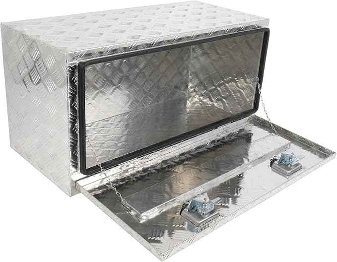SCITOO 36 Inch Heavy Duty Truck Bed Tool Box,Aluminum Crossover Storage for Most Full Size Pickups,Lockable Weatherproof Diamond Plate Chest,Fits 36" Truck Beds,Easy Access to Load and Unload