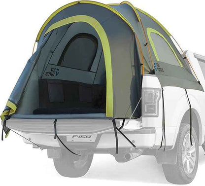 JOYTUTUS Pickup Truck Tent 2.0, Waterproof PU2000mm Double Layer for 2 Person, Portable Truck Bed Tent with Rainfly, 5.5'-5.8' Camping Preferred - Green, Aluminum Poles