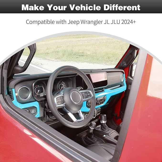 CheroCar for JL Center Console Headlight Air Conditioning Control Panel & Co-Pilot Handle Panel Interior Accessories fit for Jeep Wrangler JL JLU 2024+,Light Blue