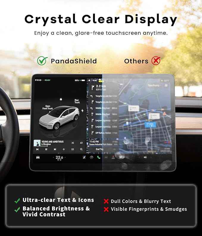 PandaShield Screen Protector for Tesla Model 3 Highland (2026-2024) & Model Y Juniper (2025) 15.4-Inch, HD Tempered Glass with Alignment Kit, 9H Anti-Scratch, Anti-Fingerprint