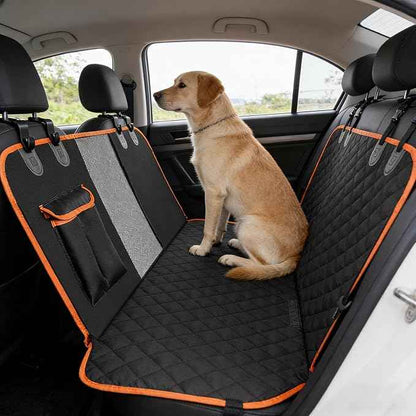 Large Dog Car Seat Cover for Back Seat with Mesh Viewing Window, Waterproof Quilted Hammock Style, Upgraded PU Leather Back Seat Extender with Hard Bottom Holds 400LBS,for Car, SUV, Small Truck