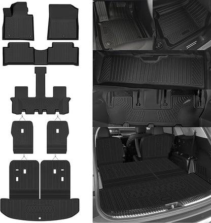 Custom Fit Floor Mats for Kia Sorento 6 Seats/Captain Seat Gas (Not for Hybrid) 2021-2026, All Weather TPE Floor Liners & Trunk Mat & Backrest Protectors, Odorless Full Set Interior Accessories