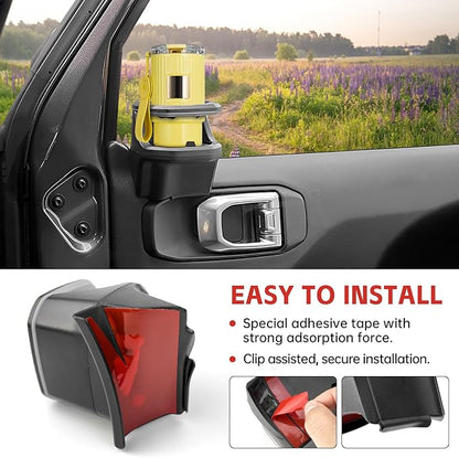 Door Cup Holders Fit for 2018-2024 Jeep Wrangler JL JLU 4XE/Gladiator JT Accessories, Cup Holders for Jeep Gladiator 2020-2024&Jeep Wrangler 2018-2024(Front Row, Right)