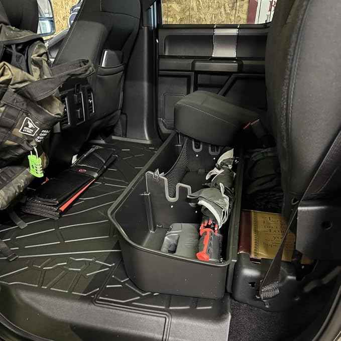 Underseat Storage Compatible with Ford F150(2015-2026)&Super Duty(2017-2026) SuperCrew/Crew Cab, Upgraded Rear Under Seat Organizer Cargo Box for F-150 F250 F350 F450 F550