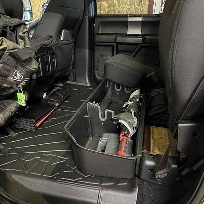 Underseat Storage Compatible with Ford F150(2015-2026)&Super Duty(2017-2026) SuperCrew/Crew Cab, Upgraded Rear Under Seat Organizer Cargo Box for F-150 F250 F350 F450 F550