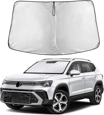EcoNour Windshield Sun Shade Compatible for Volkswagen Taos 2022–2026 | SUV Front Window Sunshade | Foldable Sun Visor Protector | Blocks UV Rays & Reduces Cabin Heat