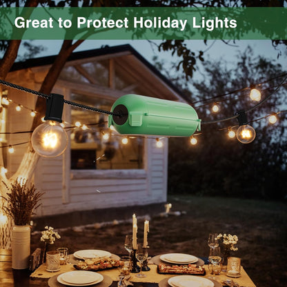 Flemoon [3 Pack] Outdoor Extension Cord Safety Cover, IP44 Weatherproof Electrical Box to Protect Outdoor Outlet, Plug, Socket, Halloween, Christmas Holiday Decoration Light, Green