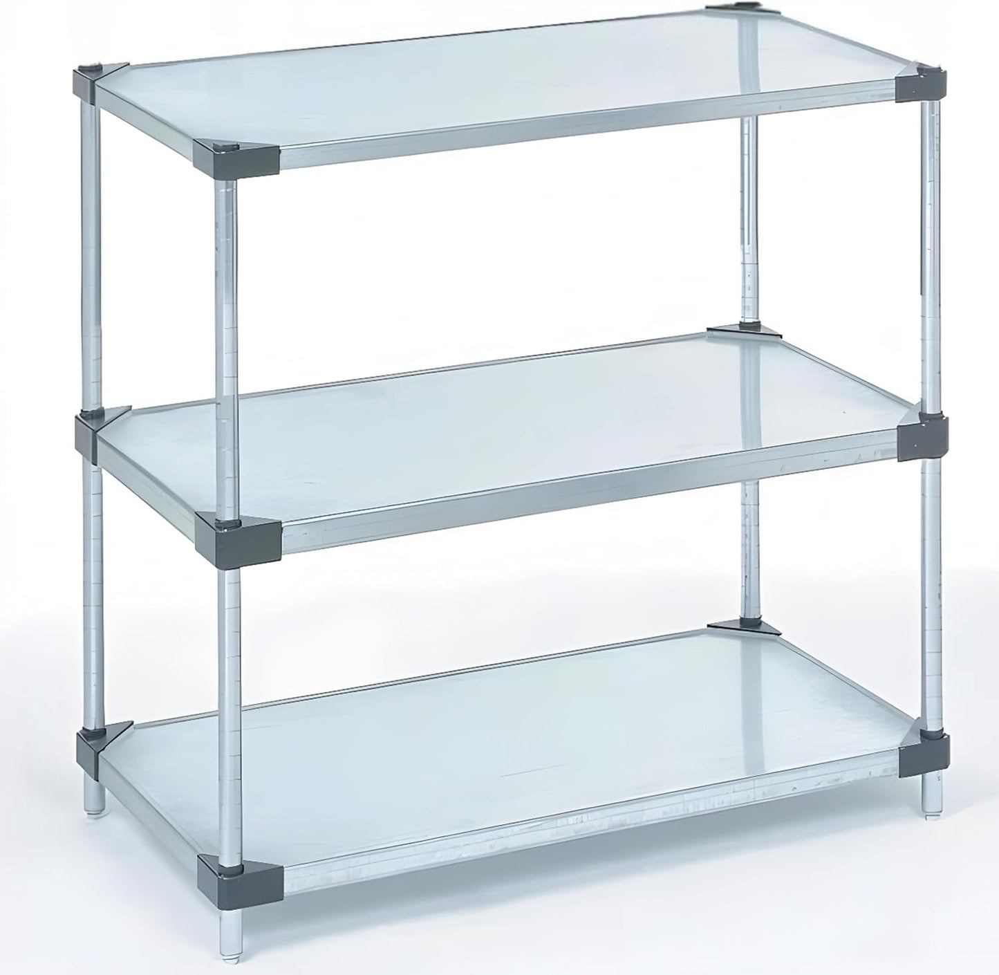 Omega 3-Tier Solid Galvanized Shelves, 18" Deep x 24" Wide x 34" HighHeavy Duty Storage Rack, Shelving Unit, NSF Certified, Ideal for Kitchen Garage Office Restaurant Warehouse 800-lb Capacity