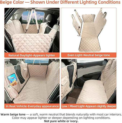 Dog Car Seat Cover for Back Seat, Dog Hammock for Car, Waterproof Backseat Cover for Dogs in Car SUV & Truck, with Mesh Window and Multiple Pockets