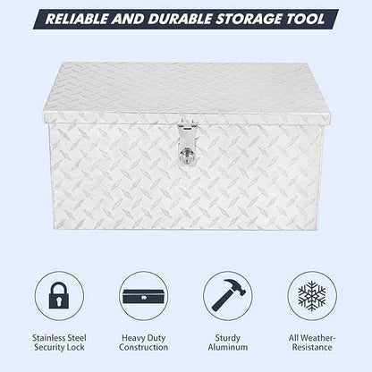36x15x15 Inch Truck Bed Tool Box, Heavy Duty Aluminum Diamond Plate Tool Box, Trailer Tool Box for Pick Up Truck RV Trailer, Chest Storage Organizer with Lock and Keys, Sliver(No sliding metal box)