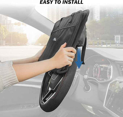 JOYTUTUS 3 in 1 Steering Wheel Eating Tray, Car Back Seat Laptop Desk, Multifunctional Office Bag, Car Work Table for Writing, Car Organizer for Kids, Commuters, Family