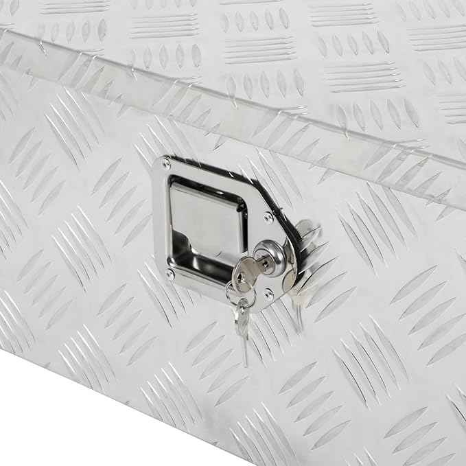 SCITOO 30 Inch Heavy Duty Truck Bed Tool Box,Aluminum Crossover Diamond Plate Storage for Most Full Size Pickups,Lockable Weatherproof Chest,Fits 30" Truck Beds,Easy Access to Load and Unload