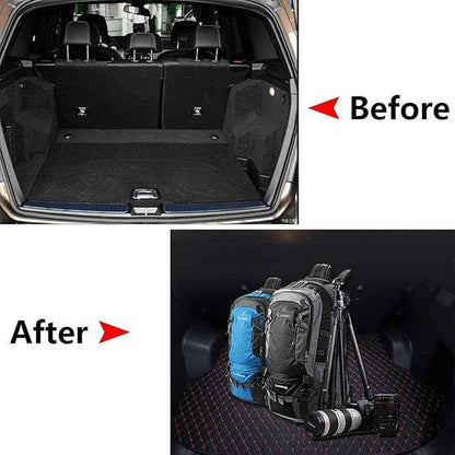 Car Trunk Mats for 2026 Tesla Model Y Juniper 5-Seat, Custom Leather Cargo Liners Rear Boot Floor Carpet, Storage Luggage Protection Pad Accessories with Raised Edges, B/Black-Red