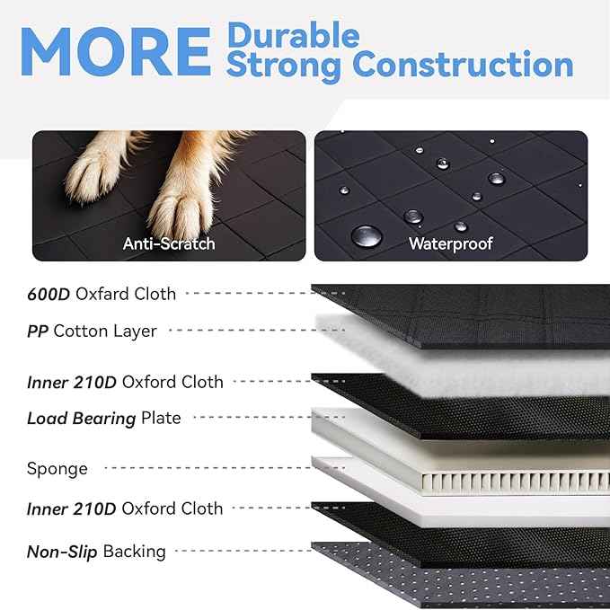 High Barrier Dog Car Seat Cover,Waterproof Back Seat Extender for Dogs,Car Seat Protector,Hard Bottom Holds 500 lbs,600D Nonslip Dog Hammock,Pet Bed for Cars,SUVs, Small Trucks