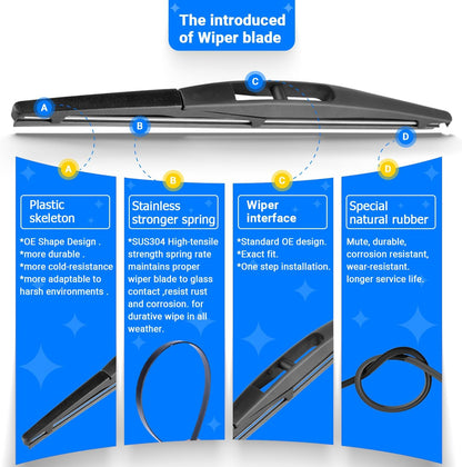 Windshield Wiper Blades Replacement for Honda HRV HR-V 2016 2017 2018 2019 2020 2021 2022 Original Factory Quality Front Rear Wipers Blade Set for My Car - 26" 18" 10" (Pack of 3)