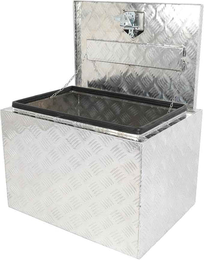 SCITOO 24 Inch Diamond Plate Truck Bed Tool Box,Aluminum Heavy Duty Crossover Storage for Most Full Size Pickups,Lockable Weatherproof Chest,Fits 24" Truck Beds,Easy Access to Load and Unload
