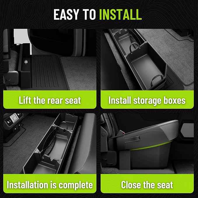 POPSTORE Underseat Storage Box Upgraded Rear Under Seat Organizer Cargo Box Compatible with 2015-2026 Ford F150 SuperCrew & Crew Cab, 2017-2026 Ford F250 F350 F450 F550 Super Duty