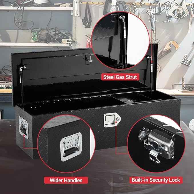 Garvee 39 Inch Truck Bed Tool Box, Heavy Duty Aluminum Pickup Tool Chest with Sliding Shelf, Waterproof & Rust-Resistant Storage Organizer for Truck, RV, Trailer, Silver