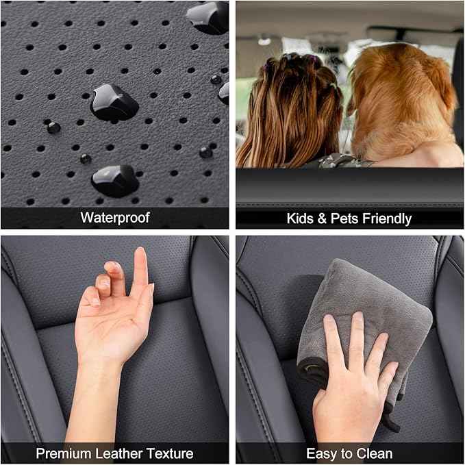 2024-2025 Tesla Model 3 Highland Upgraded Car Seat Covers Nappa Leather Car Interior Airbag Compatible Cushion Cover Full Set Custom Fit Model 3, Nappa Black