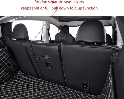 EKR Model Y Seat Covers for Tesla Model y 2020 2021 2022 2023 2024 2025 Long Range/Performance/Standard Range (Only for 5 Seats),Leather Car Seat Cover Full Set,Faux Leather (Black)