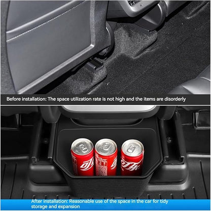 NanDeZ Compatible For Tesla Model Y 3 2022 2023 TPE Rear Center Console Storage Box Car Console Organzier Tray Case Trash Can Car Accessories, Black