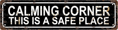 CALMING CORNER Vintage Metal Tin Street Sign Bar Cafe Garage Cave Home Room Wall Bathroom Farmhouse Garden Porch Patio Decor, 16 x 4 Inch