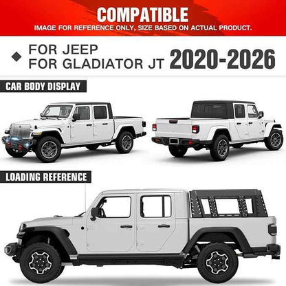 22" High Overland Bed Racks Truck Cargo Carrier Compatible with 2020-2026 Gladiator JT with LED Lights and Bed Rails, Full-Size Truck Rear Ladder Rack Back Cross Bars