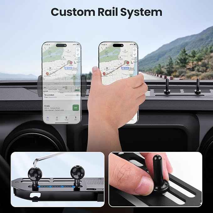 Upgraded Metal Phone Mount for Jeep Wrangler JL JLU 2018-2023 & Gladiator JT 2020 2021 2022 2023 Accessories, Dash Phone Holder with Duck Mounts System Kit (Not for 4xe & 2024+)