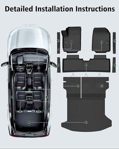 Floor Mats & Cargo Mat with Backrest Mat Custom for Chevy Equinox 2025 2026 (Only Gas) /GMC Terrain, Door Sill Guards, All Weather TPE Full Set Floor Liners Trunk Mat for Chevrolet Equinox Accessories