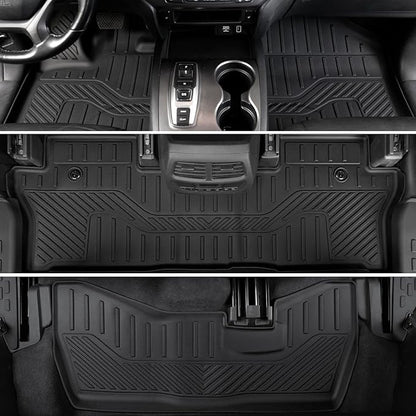 Floor Mats for Honda Pilot 2022-2016, All Weather Floor Mats Trunk Cargo Liner with Backrest Protectors and Door Sill Guards Accessories, Full Coverage Set for 8 Seats (Not Fit Elite Model)