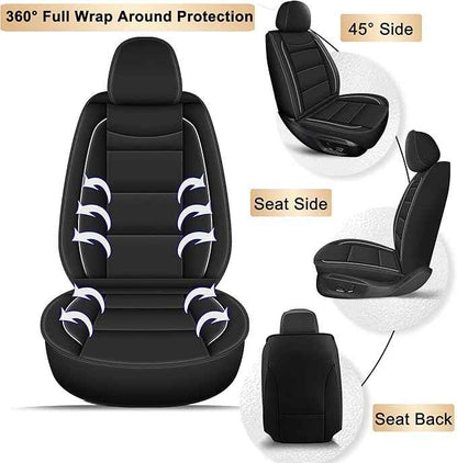 YORKNEIC Front Set Seat Covers Fit for Ford Flex 2011-2019: Faux Leather Car Seat Covers - Waterproof Car Seat Protector(Black)