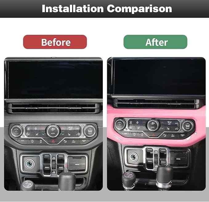 CheroCar for JL Center Console Headlight Air Conditioning Control Panel & Co-Pilot Handle Panel Interior Accessories fit for Jeep Wrangler JL JLU 2024+,Pink
