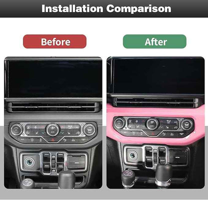 CheroCar for JL Center Console Headlight Air Conditioning Control Panel & Co-Pilot Handle Panel Interior Accessories fit for Jeep Wrangler JL JLU 2024+,Pink